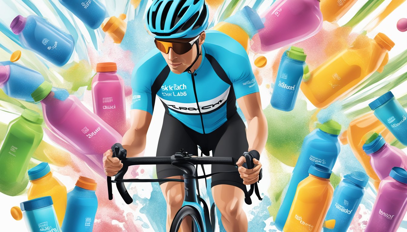 A cyclist's water bottle overflowing with Skratch Labs Sport Hydration powder as they pour in too many servings