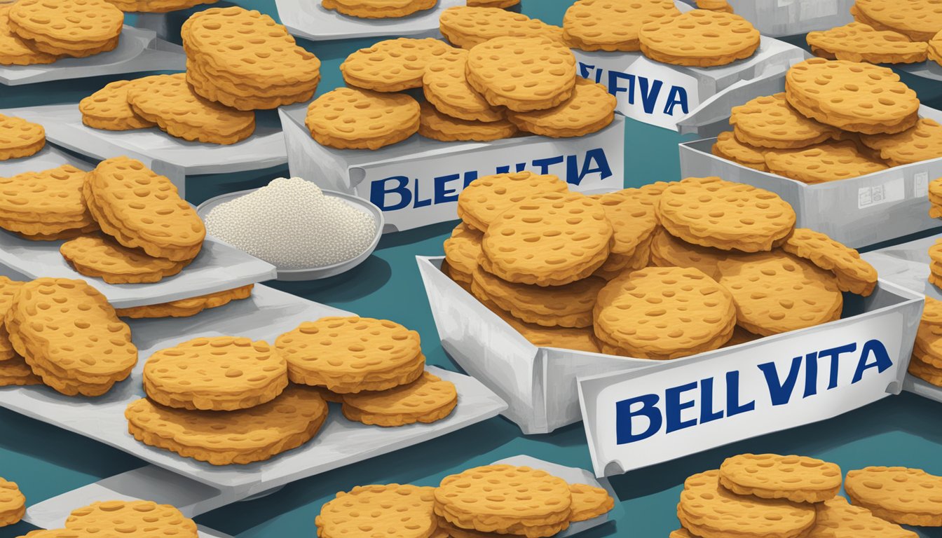 A pile of belvita breakfast biscuits surrounded by caution signs