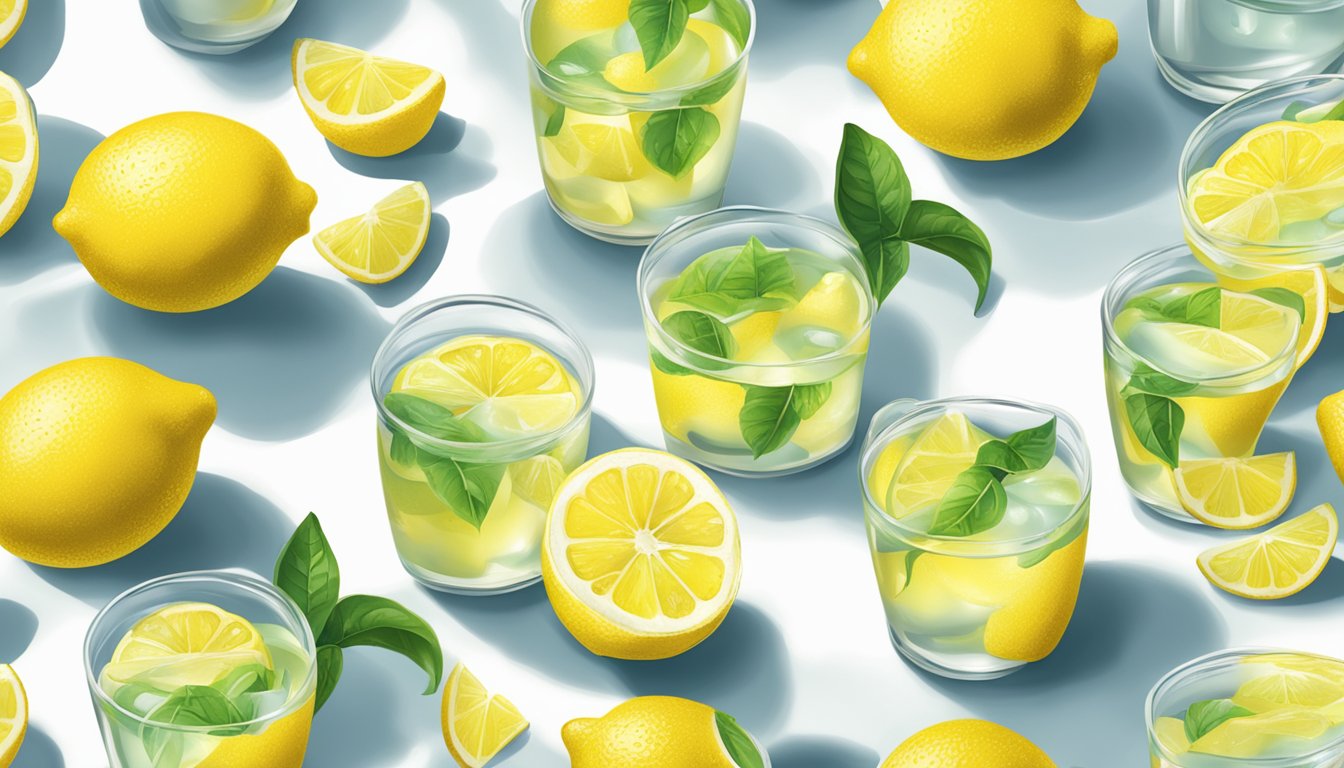 A table with multiple glasses of True Lemon water enhancer, some overflowing