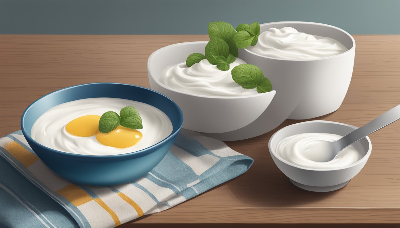 A table with a bowl of siggis icelandic yogurt and a serving size measuring cup next to it