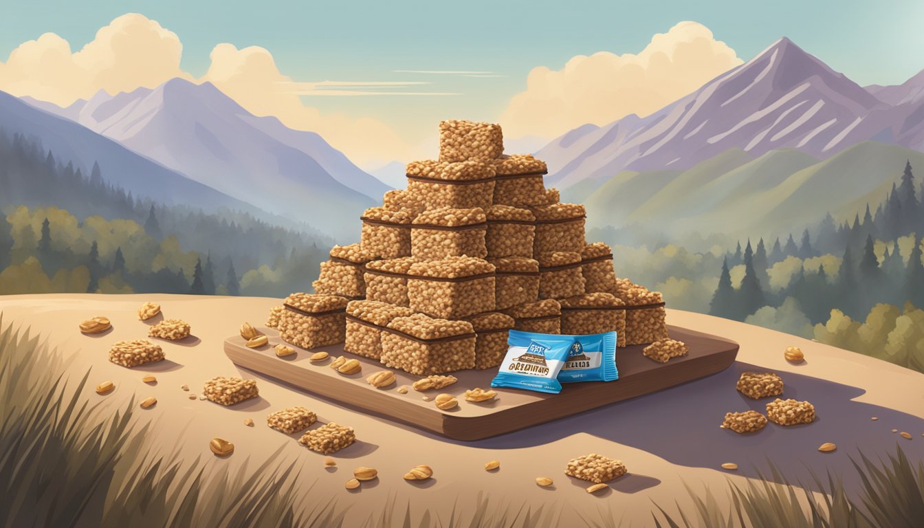 A mountain of oatrageous granola bars towering over a single serving size