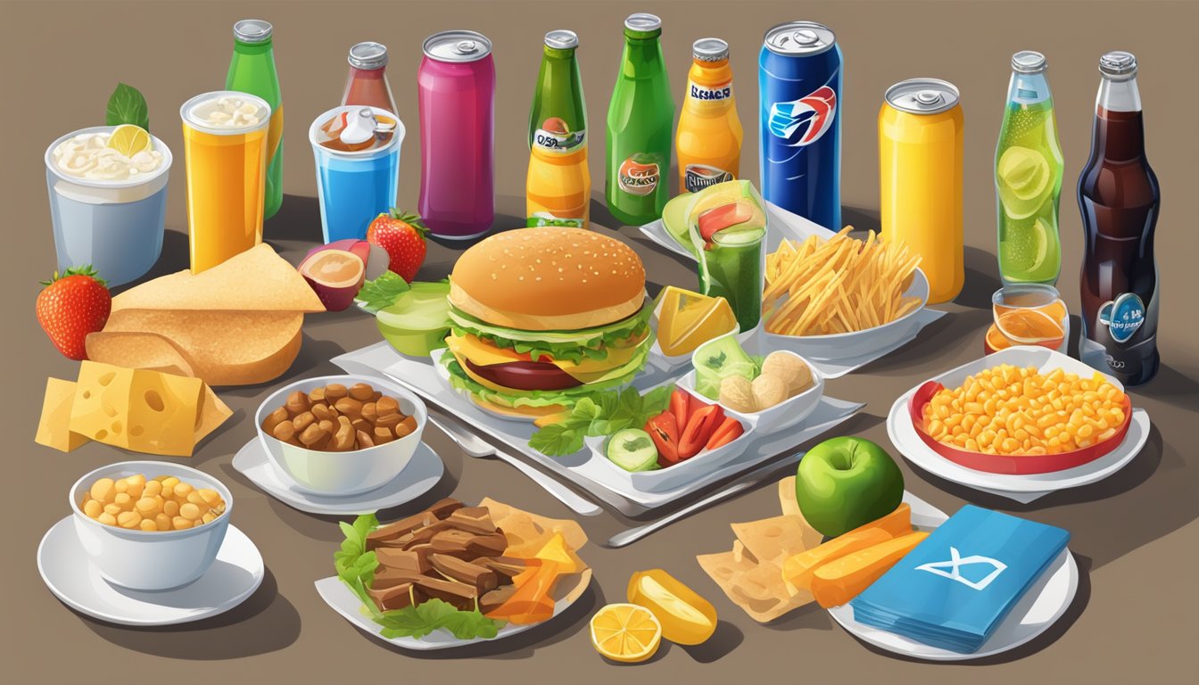 A table with various food groups and servings, with a large "X" over an excessive amount of energy drinks