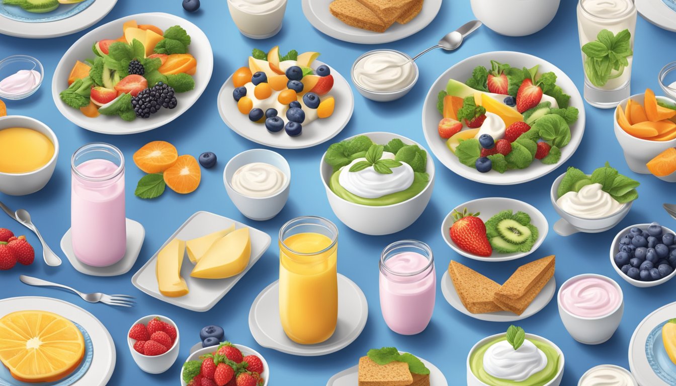 A table with different diets and lifestyles, each with a serving of Dannon yogurt