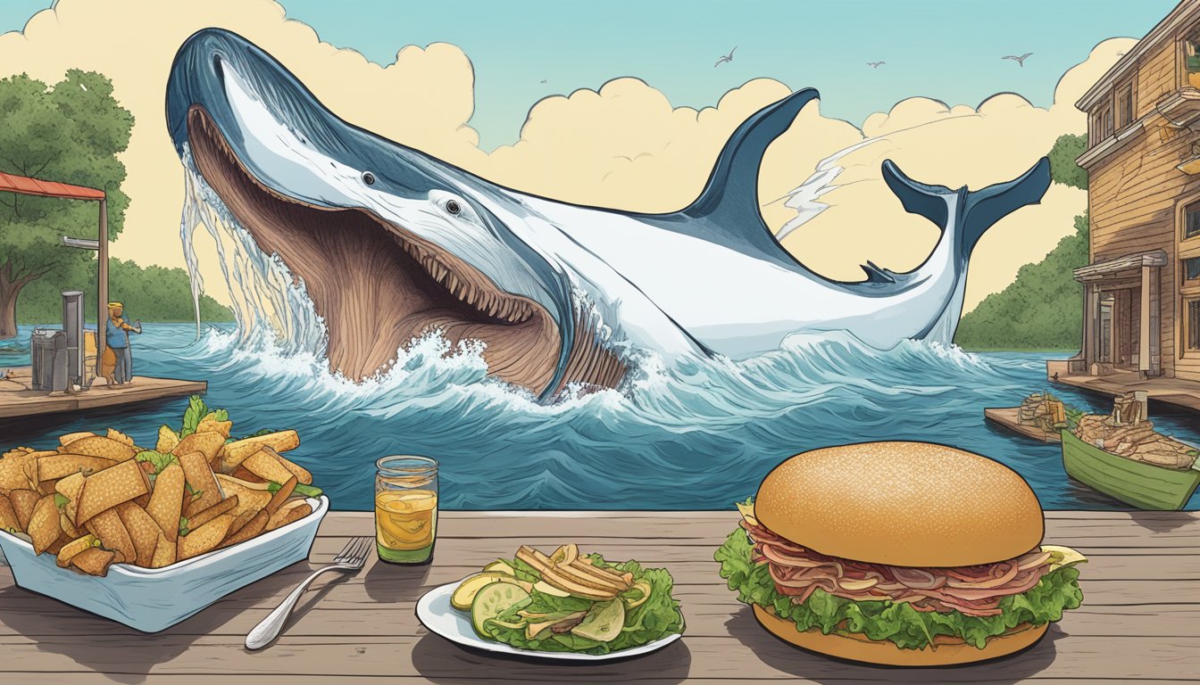 A towering Moby Dick Sandwich being devoured in an Alabama food challenge