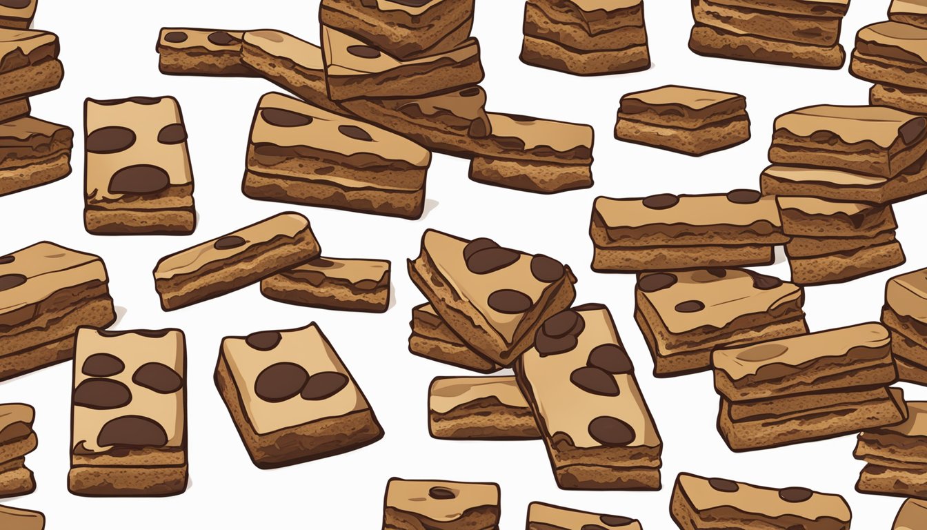 A stack of junkless chocolate chip bars gradually diminishing