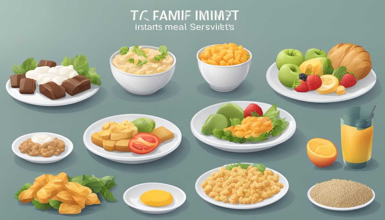 A table with various food groups and servings, with a clear limit on the number of instant knockout complete meal replacement servings