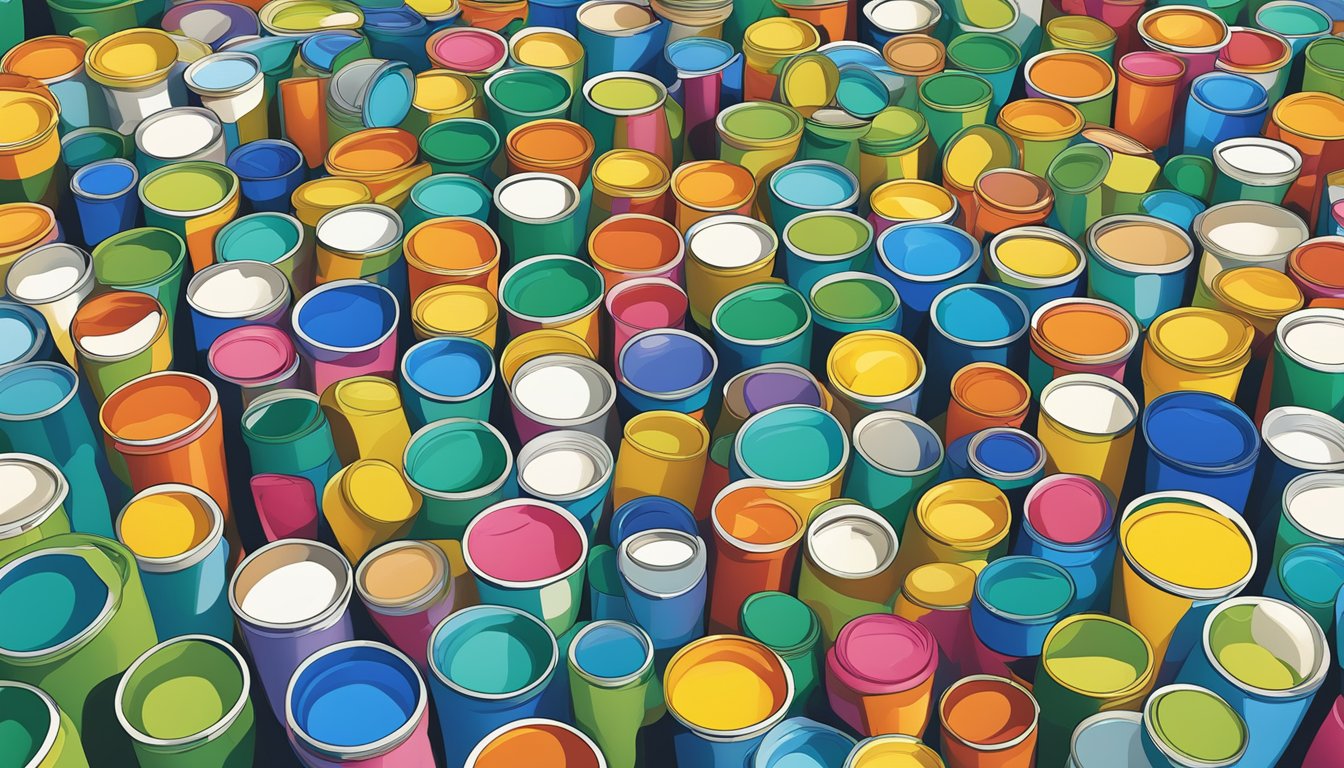 A person surrounded by empty Kachava shake containers, looking overwhelmed