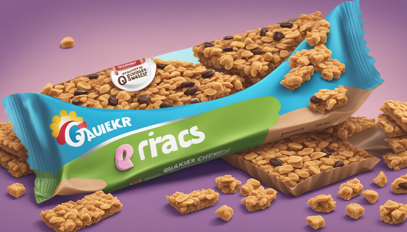 A pile of Quaker Chewy granola bars stacked on a plate, with a question mark hovering above them