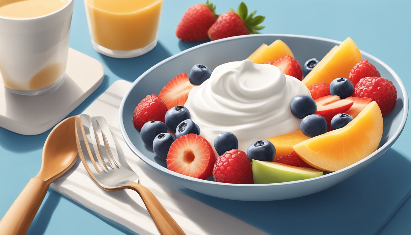 A person enjoying a bowl of Chobani Greek yogurt with fresh fruit toppings on a sunny breakfast table