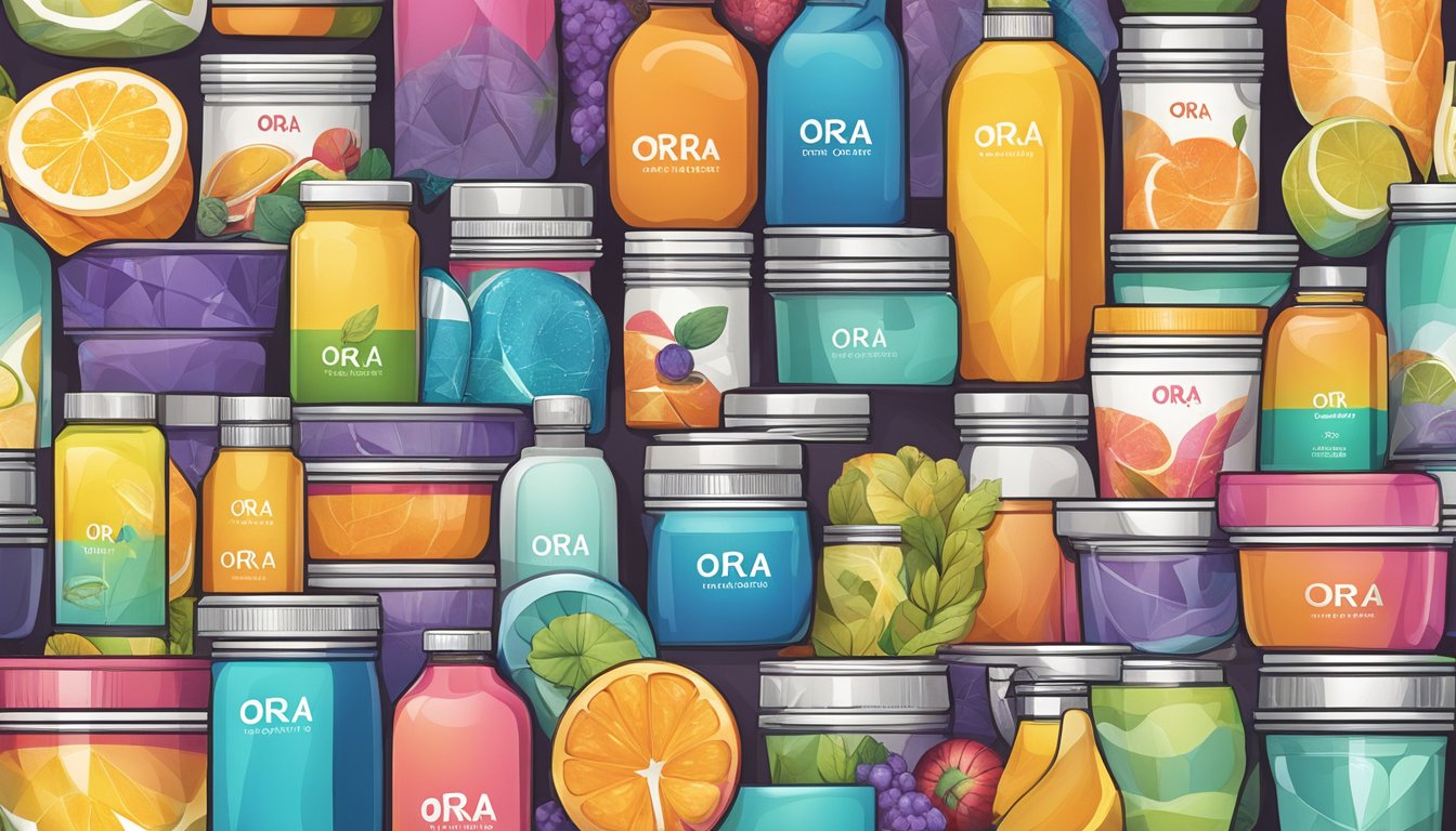 A colorful array of Ora Organic products overflowing from a sleek, modern container