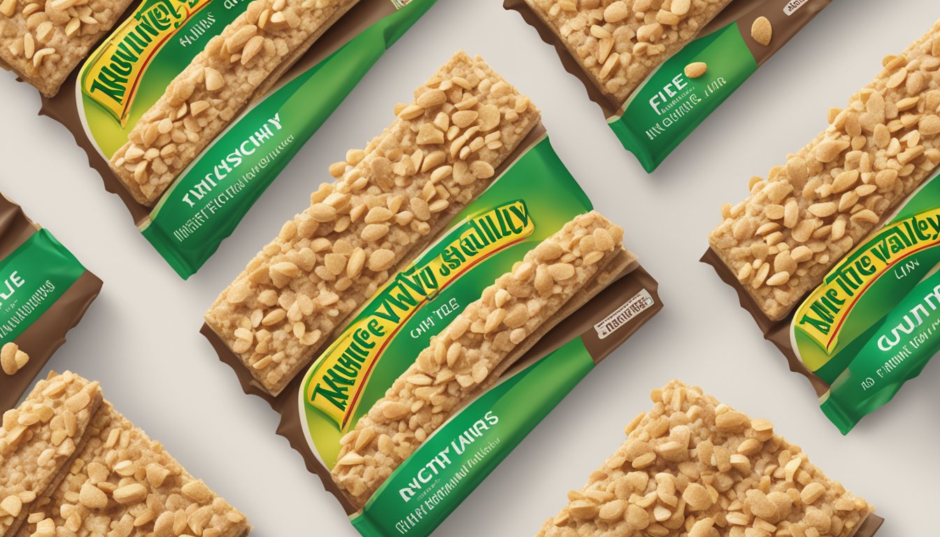 A pile of Nature Valley Crunchy Oats bars stacked high, with a warning sign and a question mark hovering above