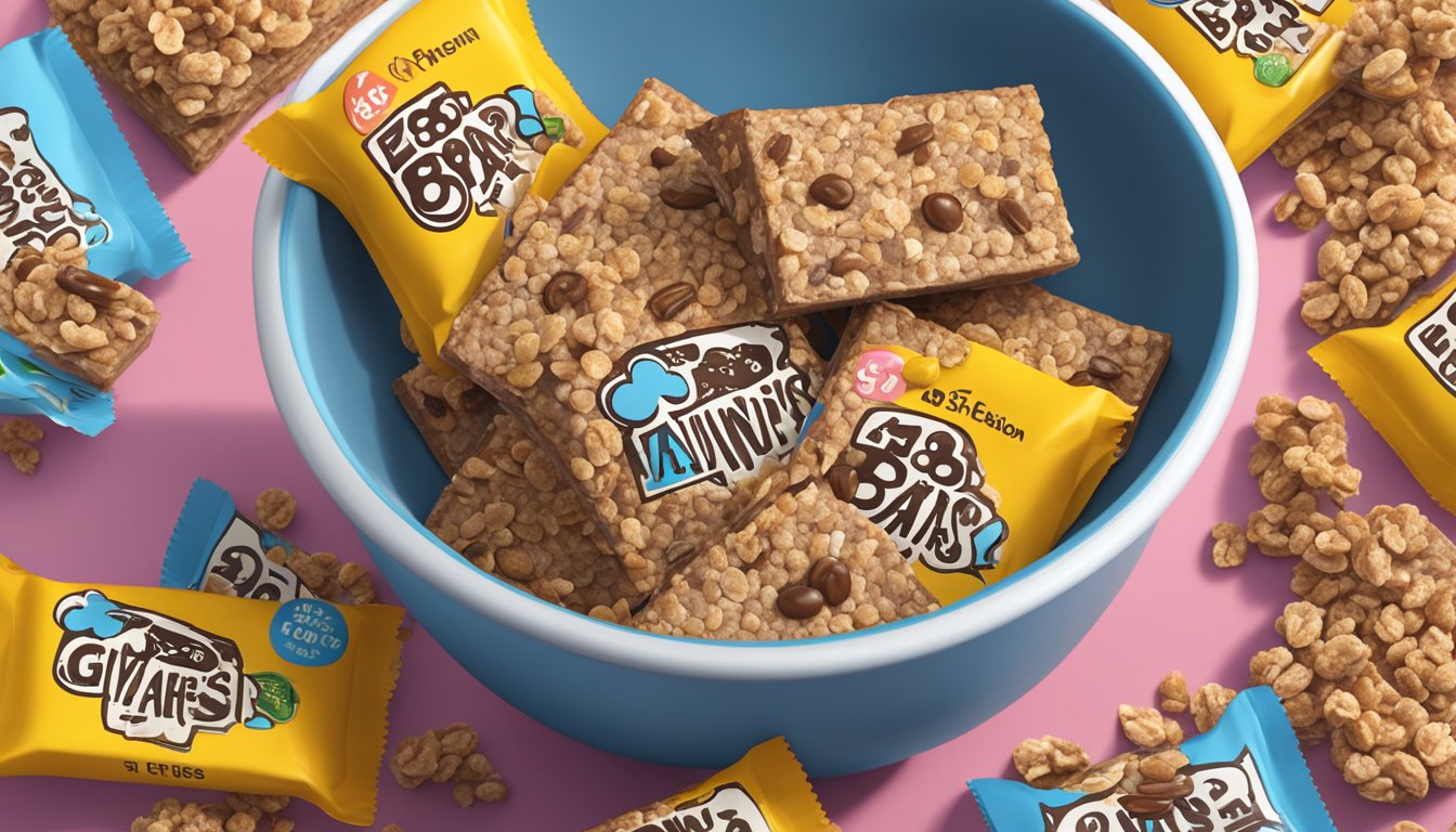 A pile of 88 Acres granola bars overflowing from a bowl, with a warning sign and a question mark hovering above