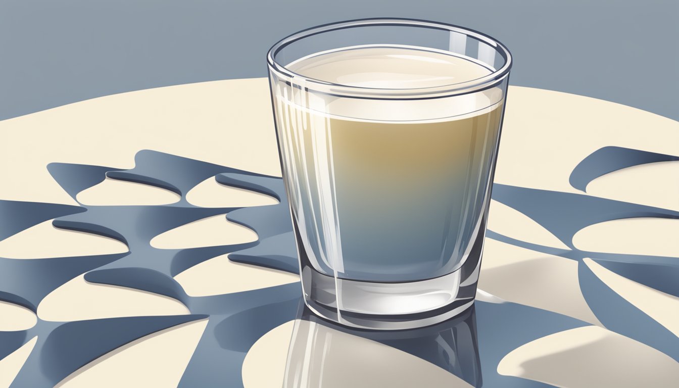 A glass of flax milk overflowing with liquid, surrounded by multiple empty glasses, indicating an excessive amount consumed