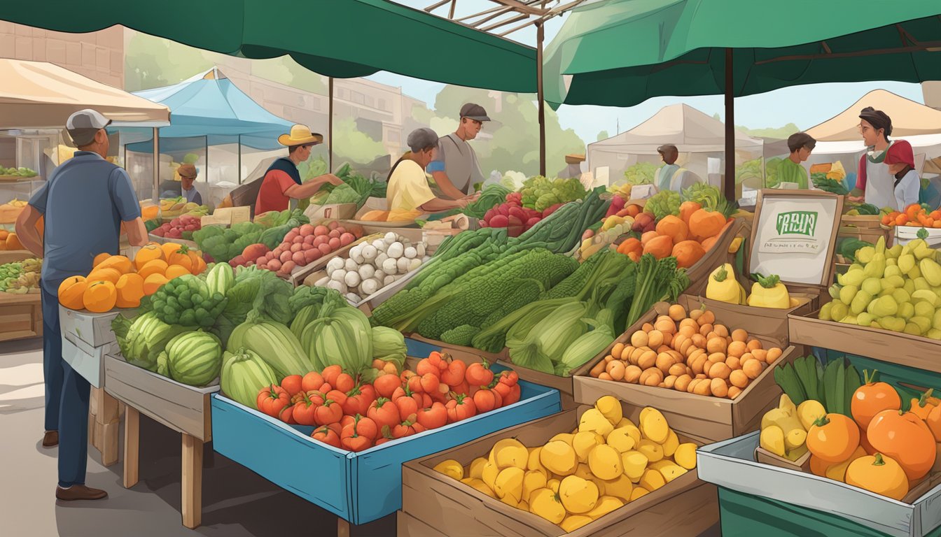 A farmer's market stall overflowing with vibrant, locally-grown produce and artisanal goods