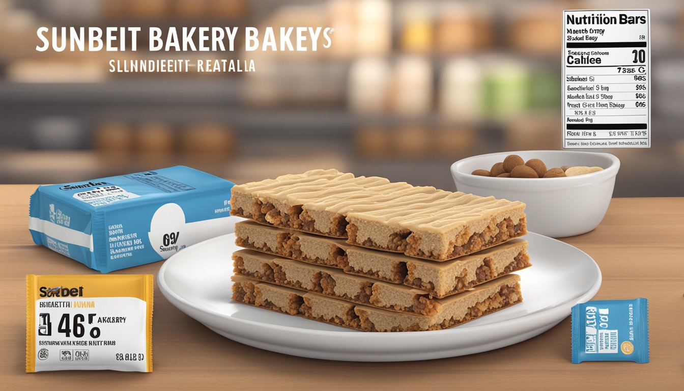 A pile of Sunbelt Bakery bars stacked on a plate, with a nutrition label visible