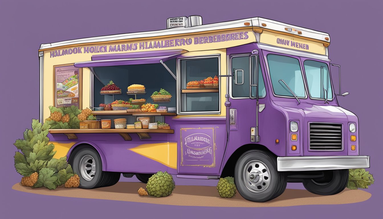 A food truck in Oregon serves up unique snacks and fast foods, featuring local ingredients like marionberries, hazelnuts, and Tillamook cheese