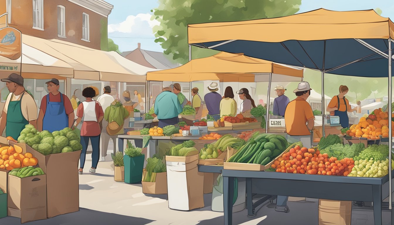 A bustling farmers market in Washington, featuring a variety of locally sourced produce and artisanal food products