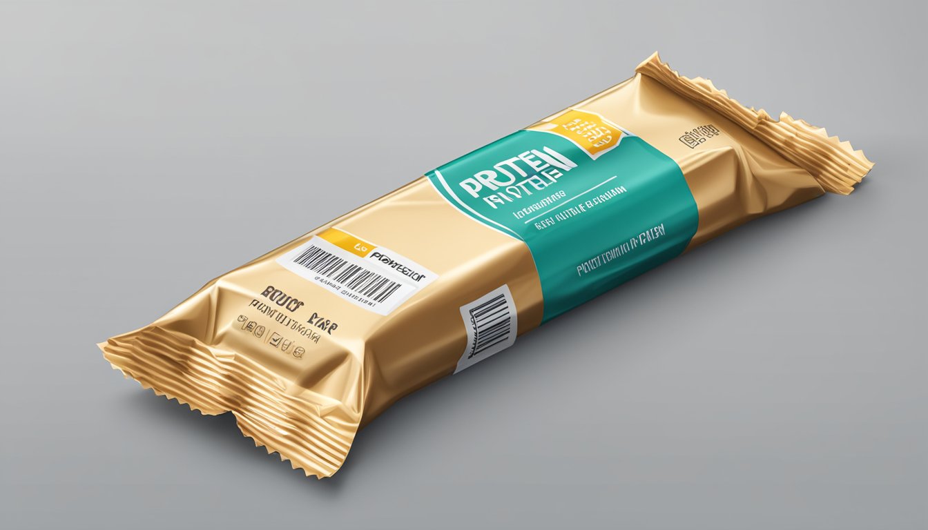 A stack of empty protein bar wrappers, with a crumpled nutrition label nearby