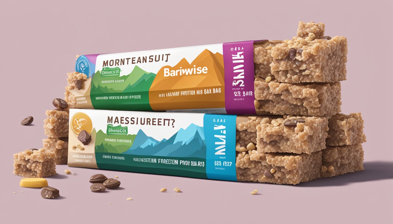 A mountain of bariwise protein bars stacked high, with a warning sign and a question mark hovering above