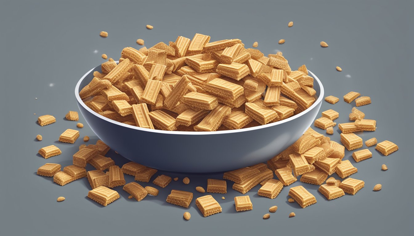 A pile of Ratio Crunchy Bars overflowing from a bowl, with several bars scattered around