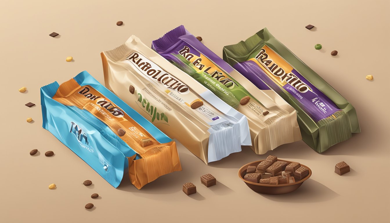 A table with an assortment of Ratio soft baked bars, surrounded by empty wrappers