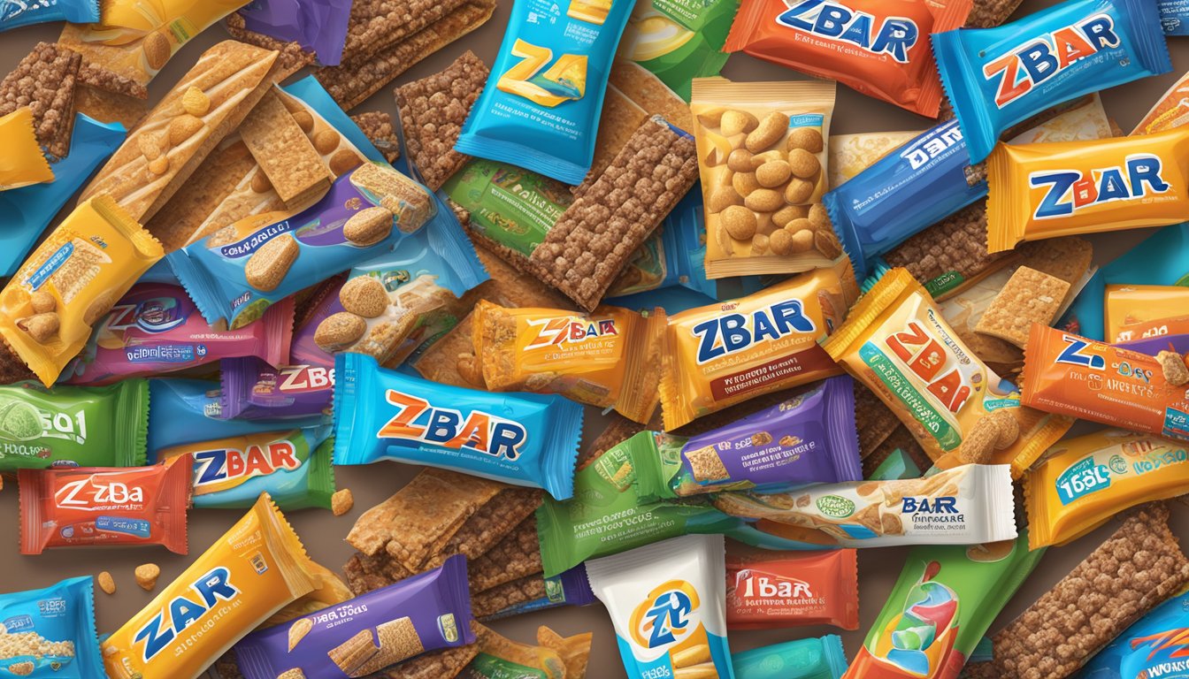 A pile of zbar whole grain snack bars grows taller and taller, until it becomes an overwhelming mountain of snacks