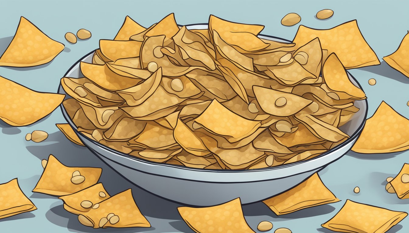 A bowl overflowing with Kibo Lentil Chips, surrounded by empty bags