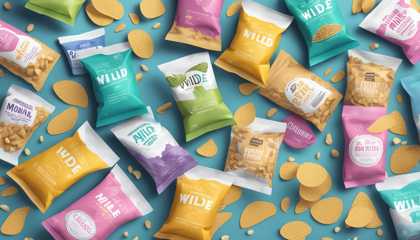 A mountain of empty wilde protein chip bags, surrounded by scattered ingredients