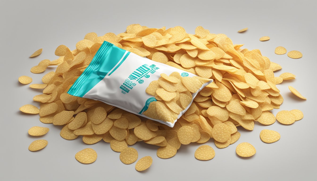 A pile of empty Wilde protein chip bags surrounded by uneaten chips