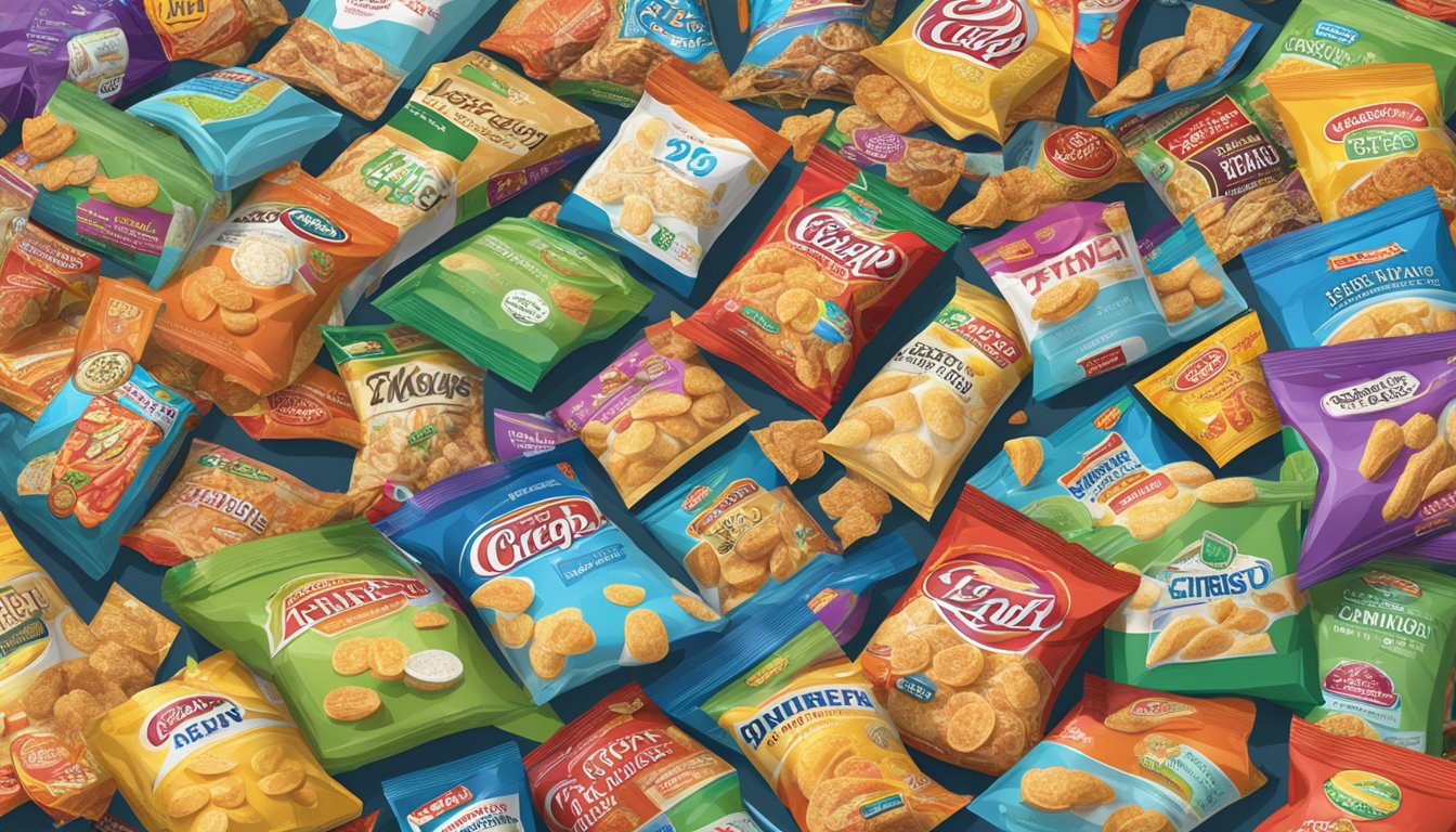 A crowded pantry filled with an excessive amount of Good Crisp Company snack bags, overflowing onto the countertop