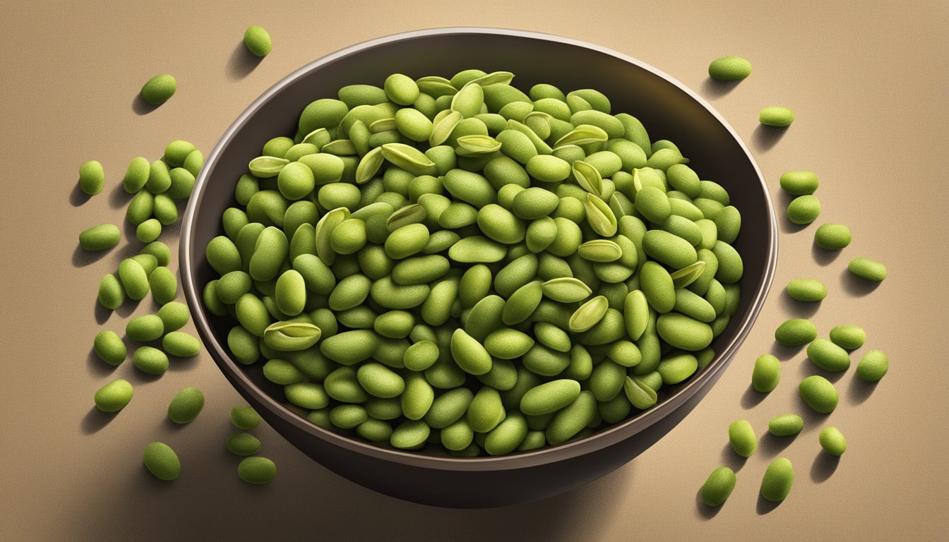 A bowl overflowing with crunchy dry roasted edamame beans