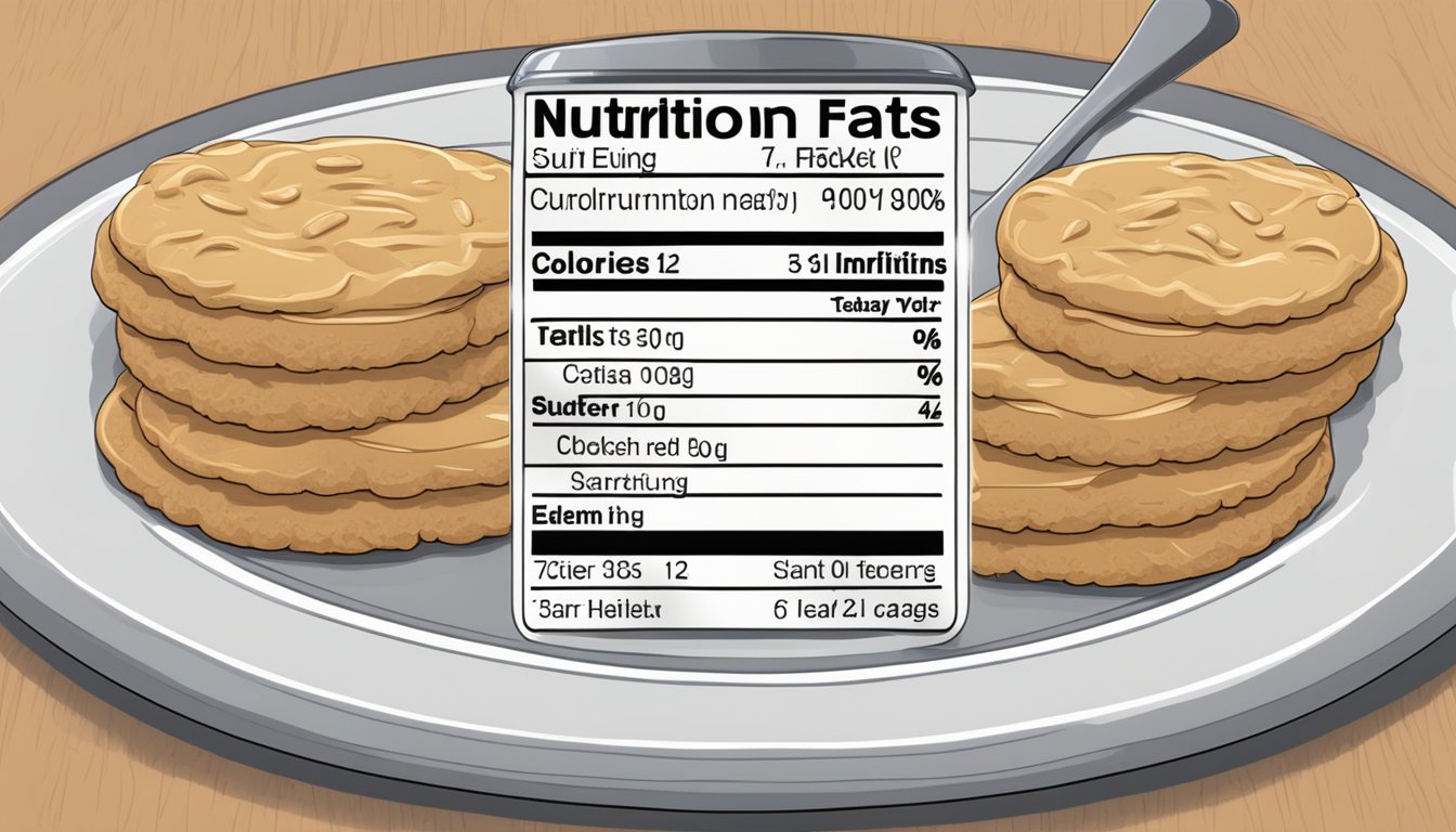 A plate of Nutter Butter cookies with a nutrition label