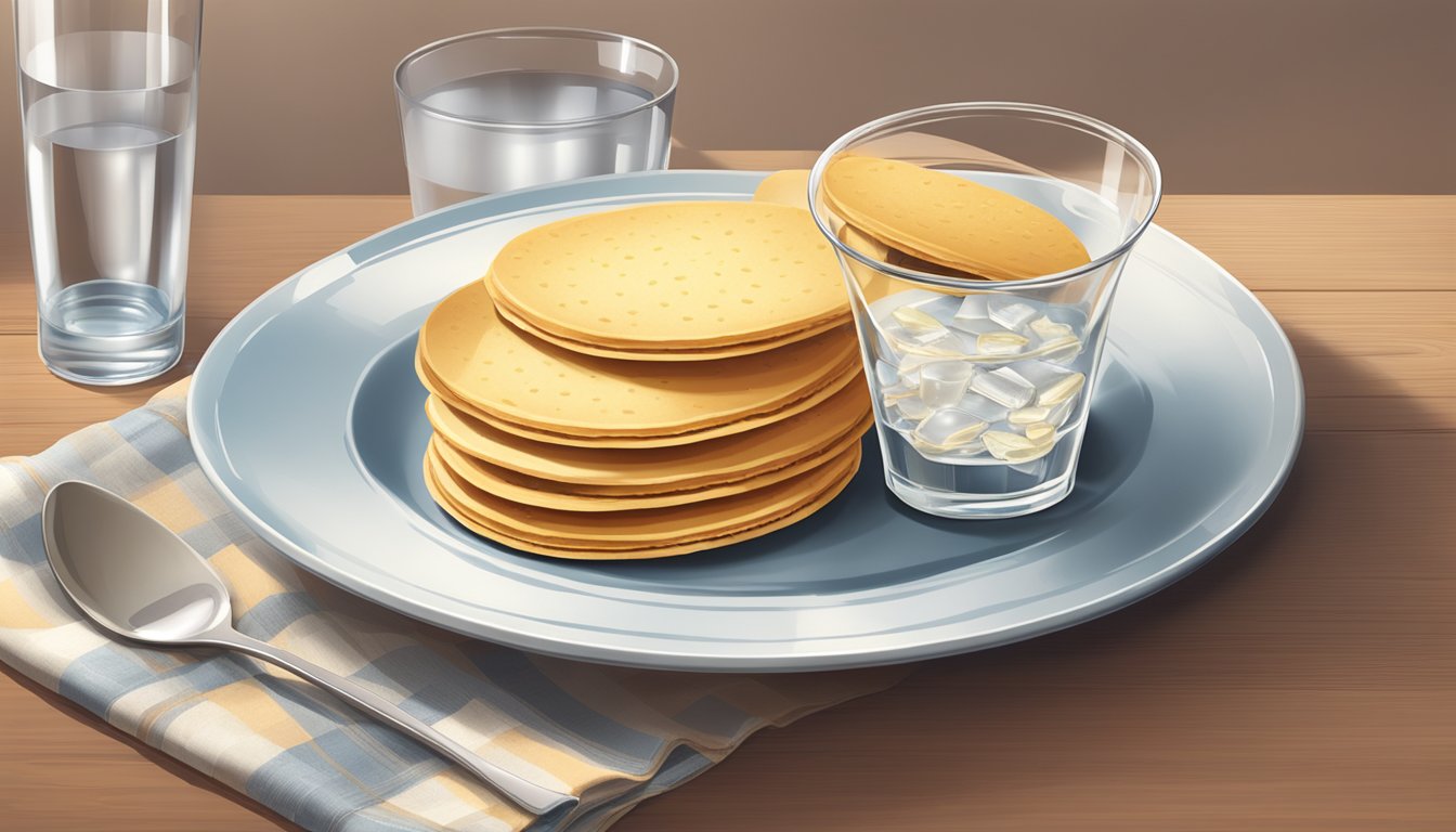 A plate with a serving of Nilla Wafers next to a balanced meal and a glass of water on a table