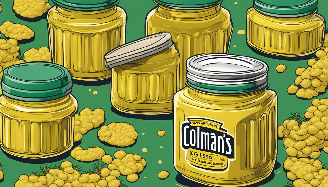 A jar of Colman's English mustard overflowing with excessive daily intake