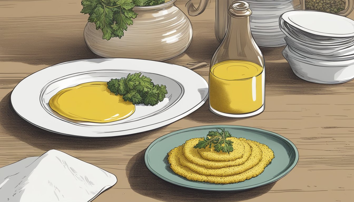 A small dollop of Colman's English mustard overwhelms a plate of food