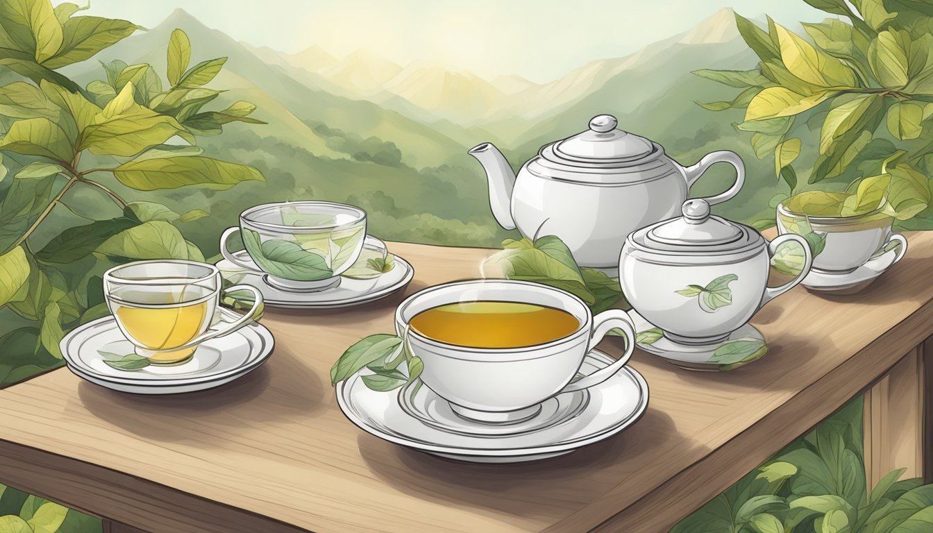 A table with various tea cups and a label showing "numi organic tea" with a highlighted limit exceeded