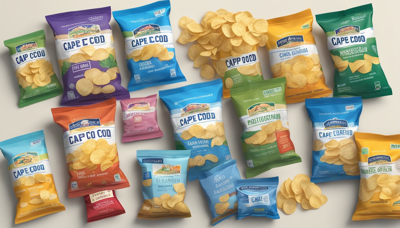 A pile of Cape Cod potato chip bags, some empty, some full, with a nutrition label showing servings exceeding daily recommendations