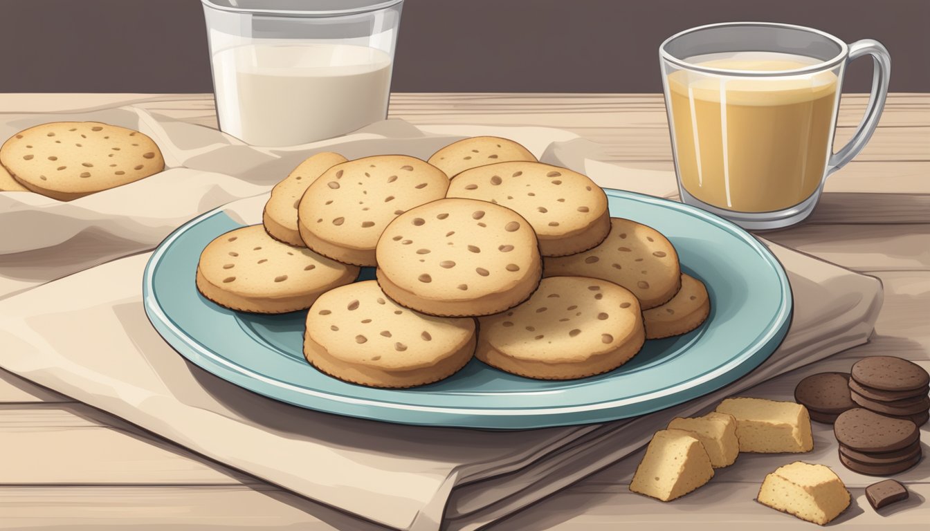 A plate with several Lorna Doone shortbread cookies, a measuring cup, and a nutrition label