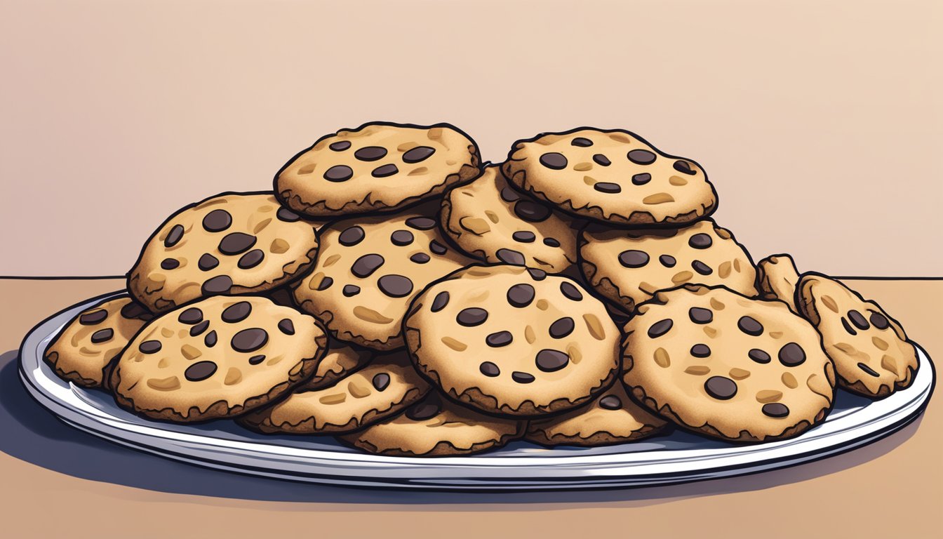 A plate of Chips Ahoy cookies with a hand reaching for more