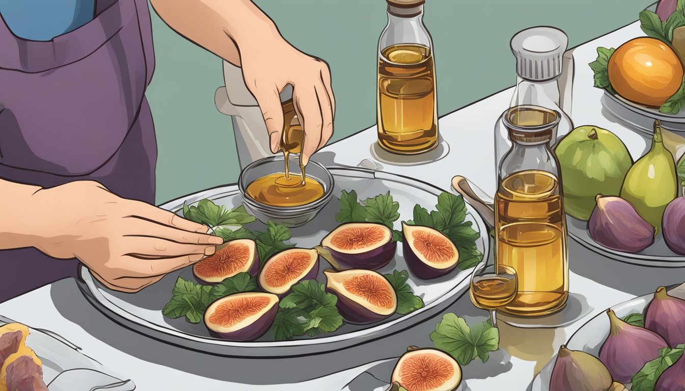 A diabetic patient pouring excessive fig vinegar onto a plate of food