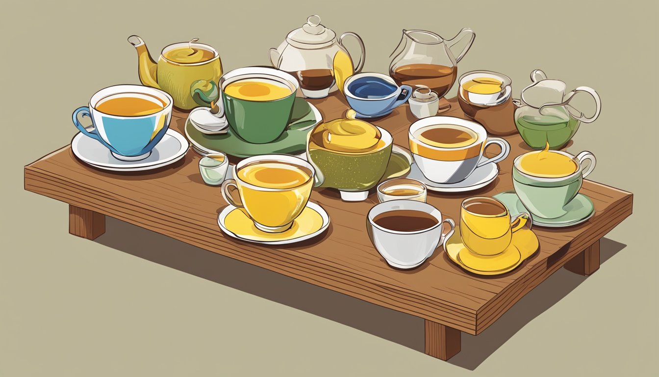 A table with multiple cups of Lipton tea, some empty and some full, surrounded by different demographic symbols representing specific populations