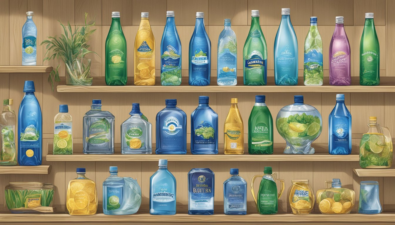 A display of awards and recognitions for Ramona bottled water