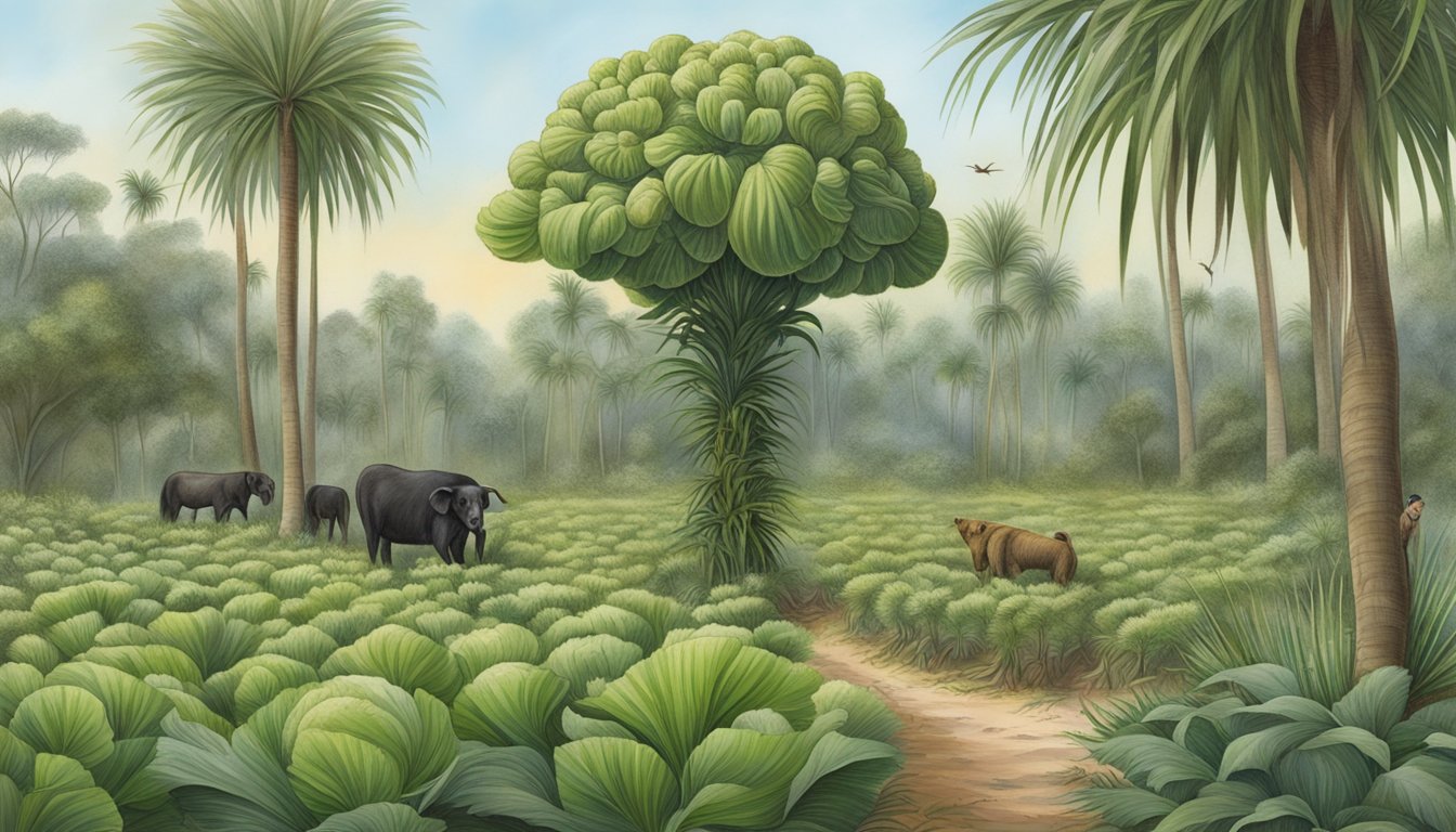 Cabbage palm being foraged by animals, enriching soil and supporting ecosystem health