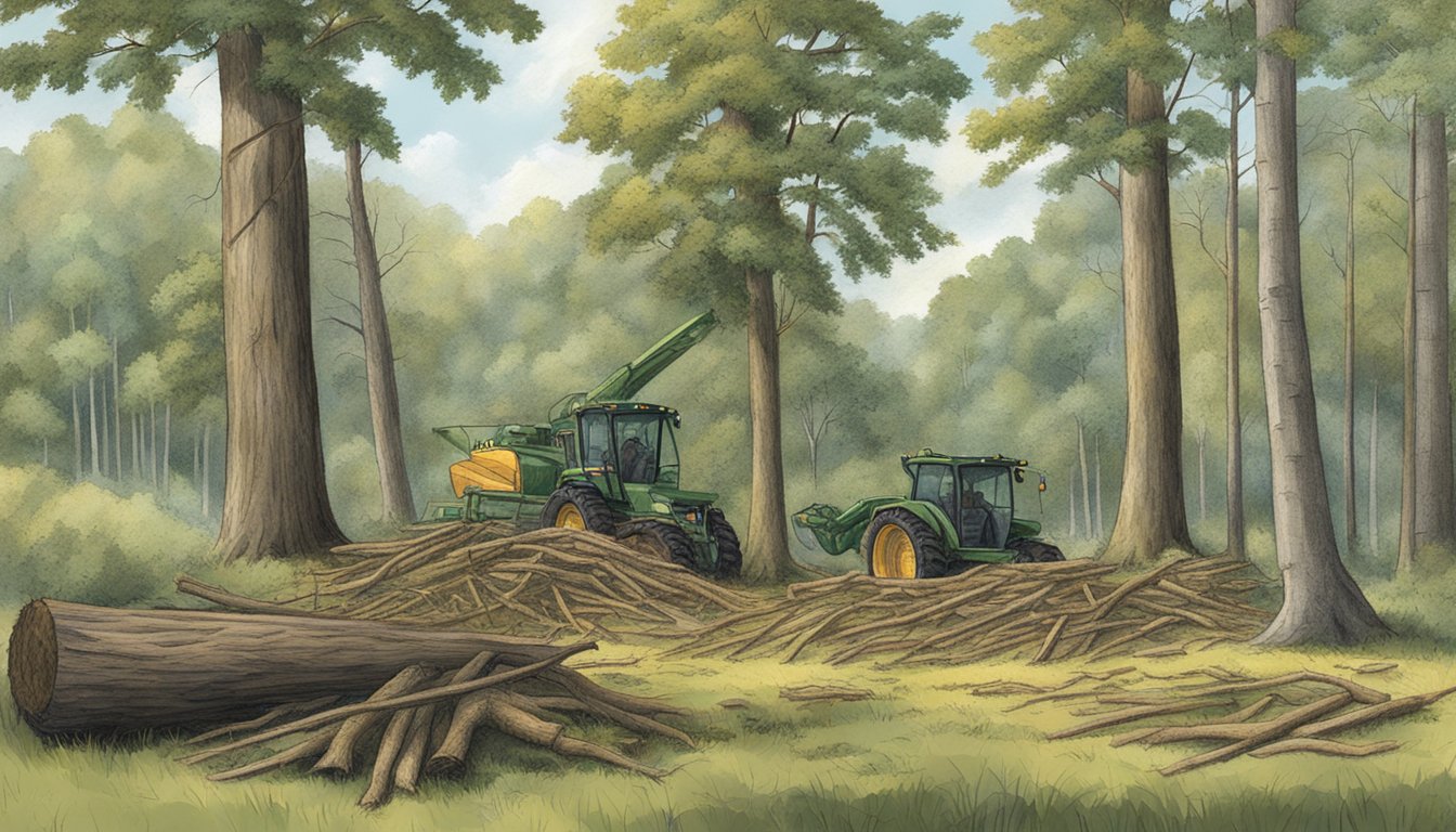 Shagbark hickory trees being harvested for industrial and other uses