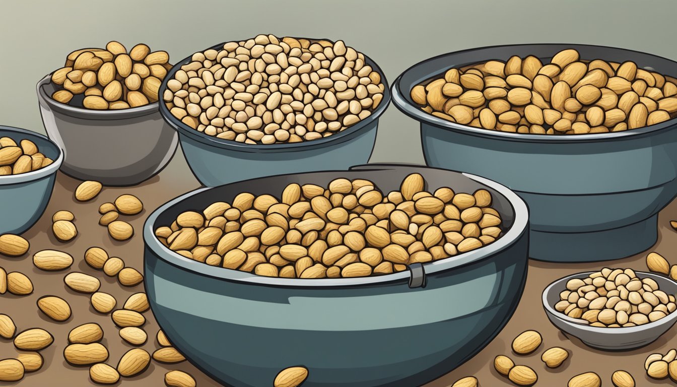 Groundnuts being washed and shelled, then sorted and processed for use