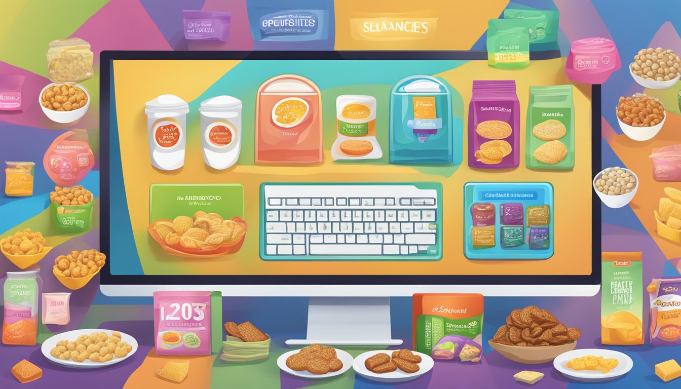 A colorful array of diabetic-friendly snacks displayed on a computer screen, with a variety of options available for purchase