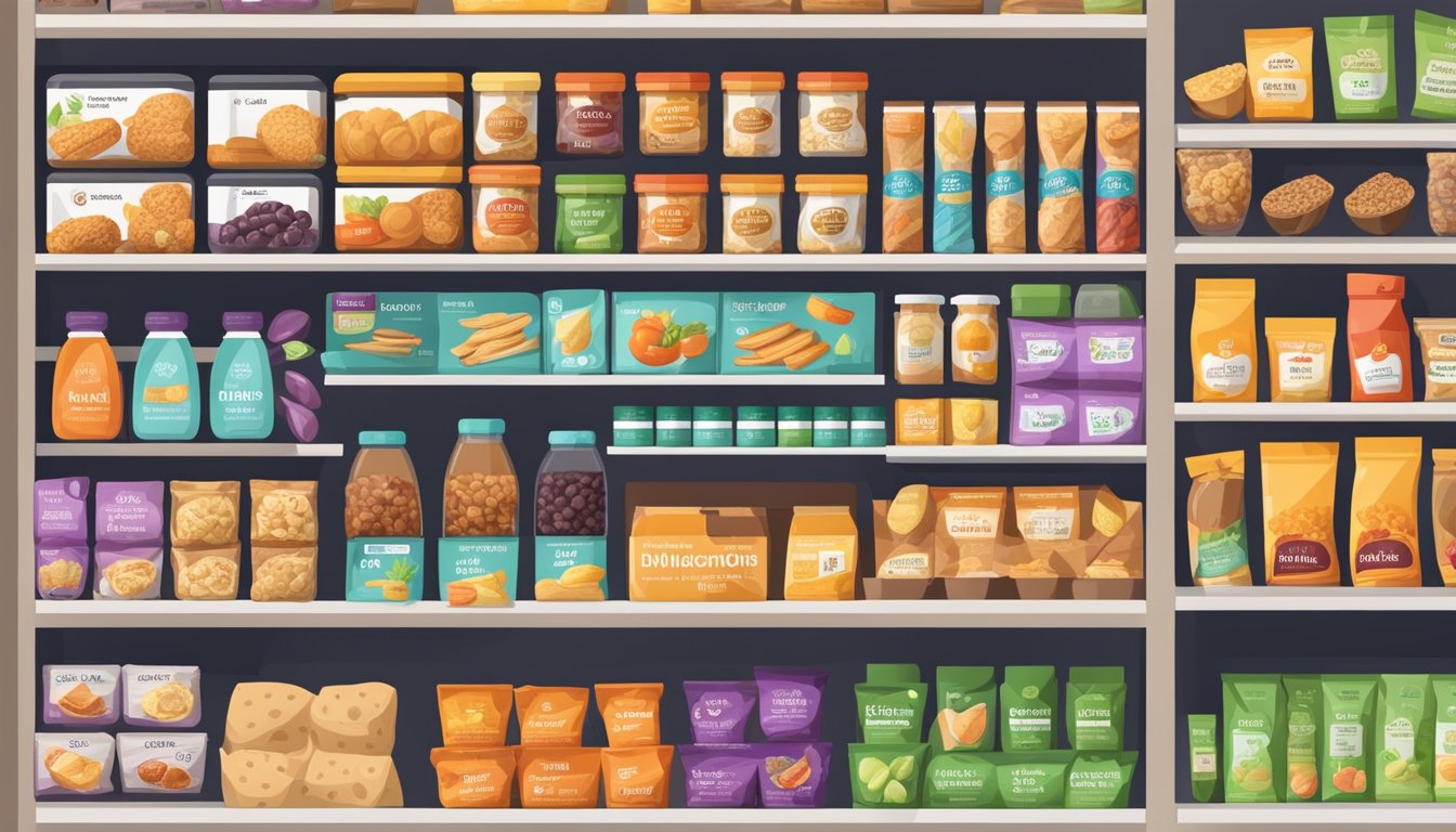 A variety of diabetic-friendly snacks displayed on a virtual online store shelf, with clear labels and nutritional information