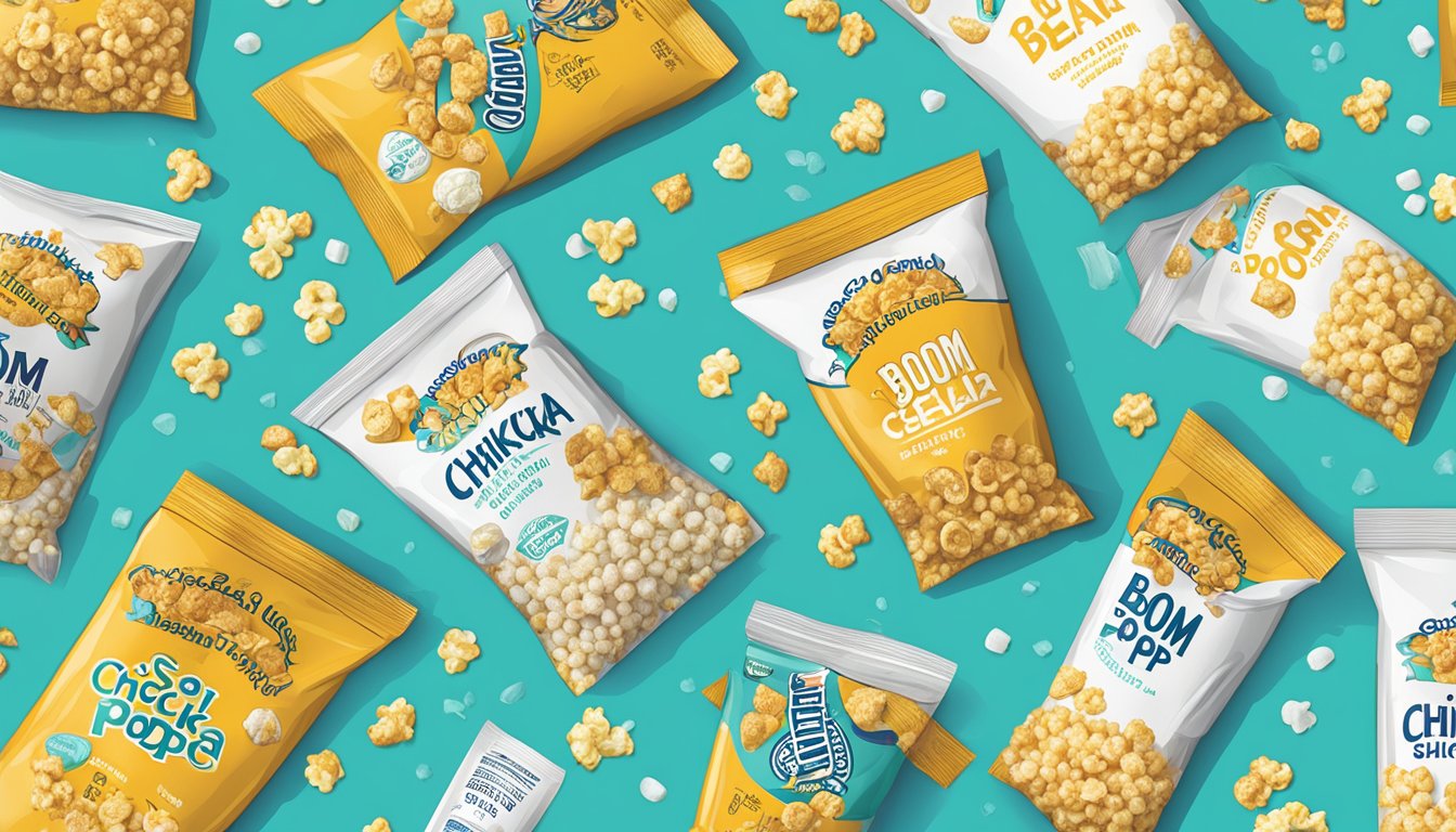 A variety of portable snacks, including Boom Chicka Pop Sea Salt Popcorn, are neatly packed in a bag, ready for on-the-go snacking