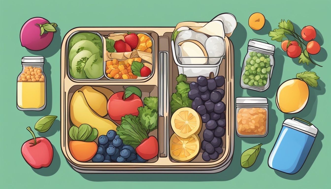 A colorful lunchbox filled with a variety of healthy foods, including fruits, vegetables, whole grains, and lean proteins