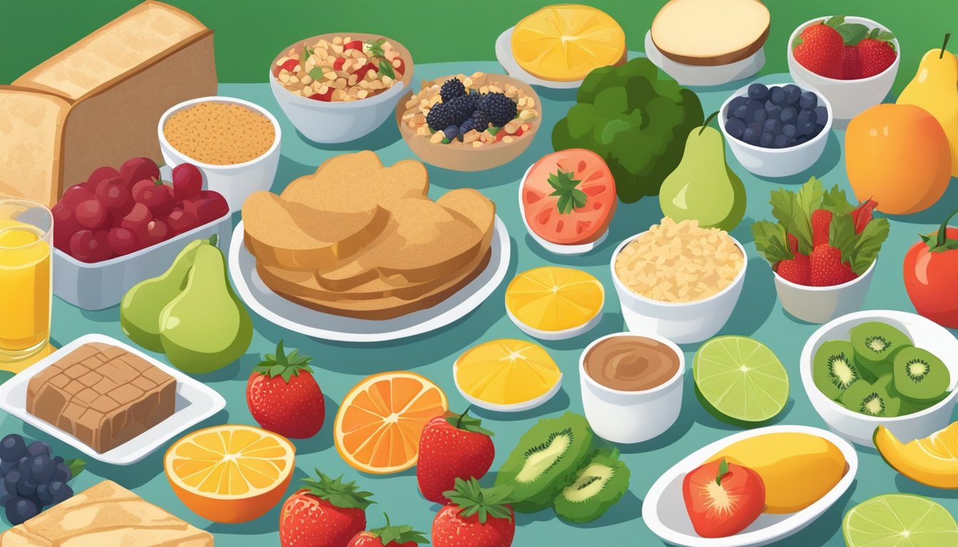 A colorful picnic spread with a variety of fruits, vegetables, whole grains, and lean proteins. A mix of fun and diabetes-friendly lunch options arranged in an inviting and balanced manner